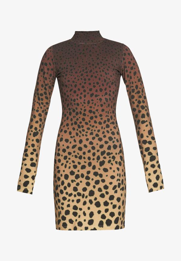 house of holland Cheetah Print High Neck Dress