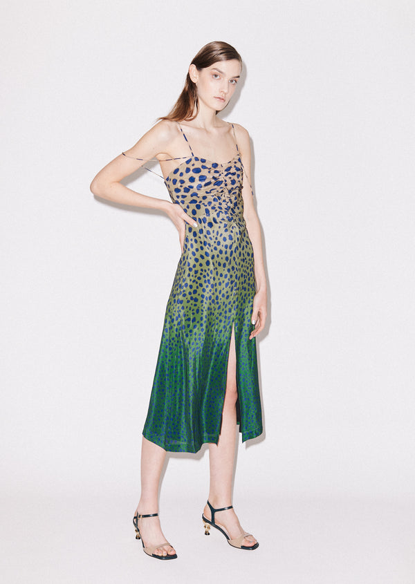 house of holland House of Holland Cheetah Print Silk Strap Dress