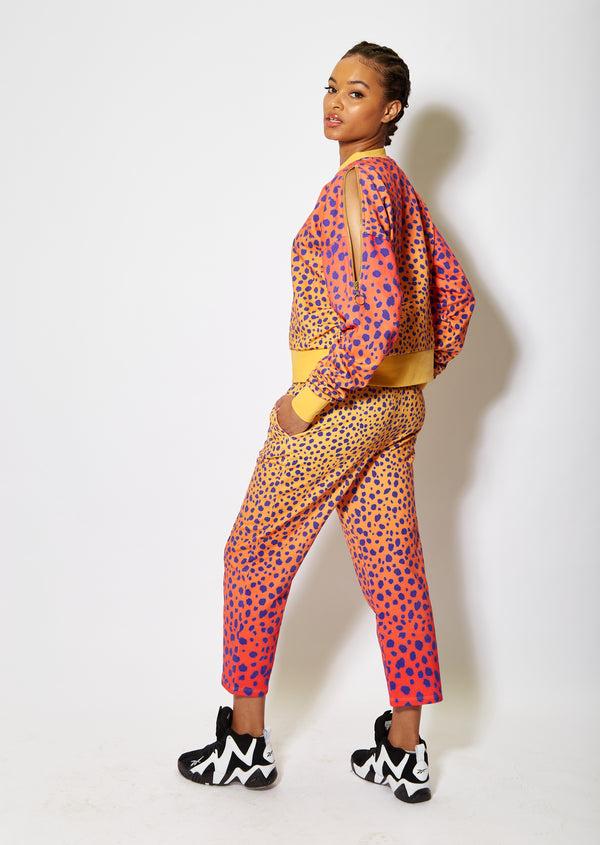 House Of Holland House Of Holland Cheetah Print Zip Arm Sweatshirt