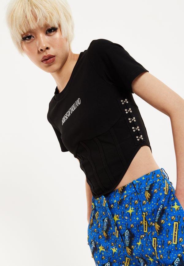 House Of Holland House Of Holland Corset Crop Top In Black