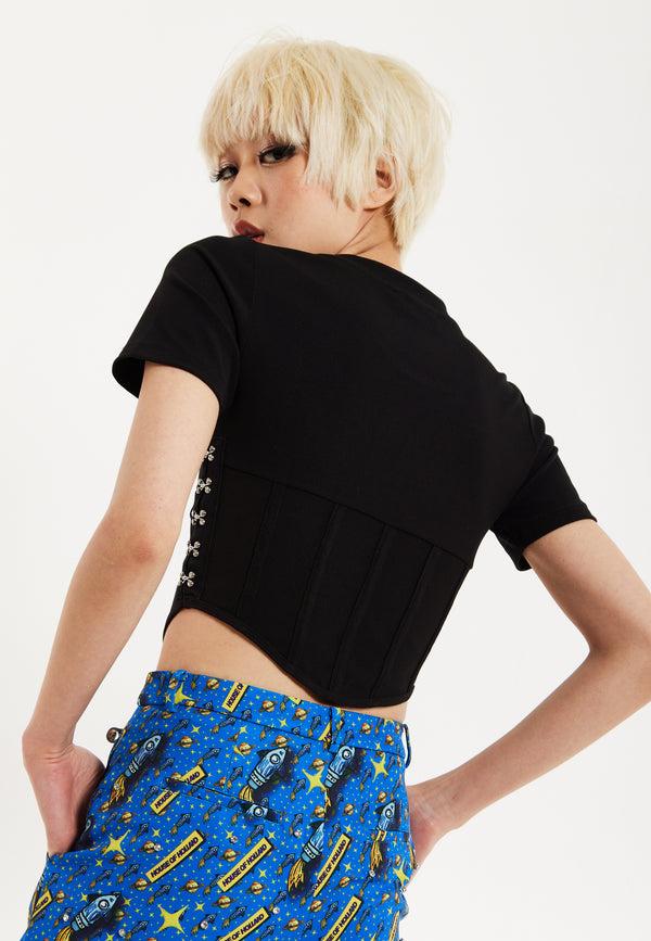 House Of Holland House Of Holland Corset Crop Top In Black