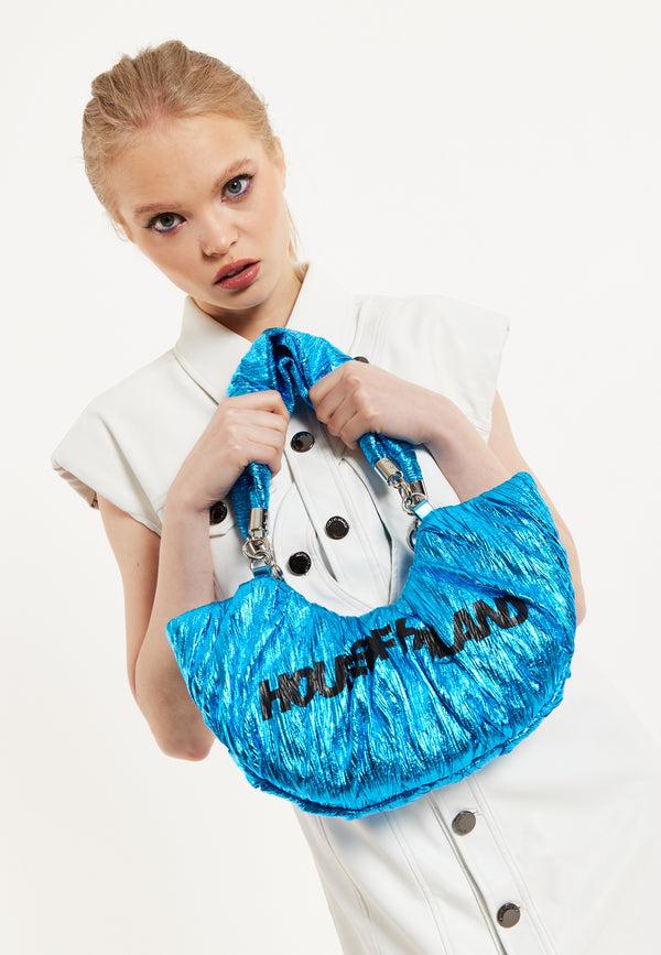 house of holland House Of Holland Crinkle Shoulder And Crossbody Bag Blue