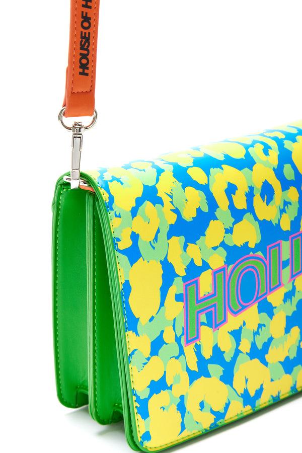House Of Holland House Of Holland Cross Body Bag In Green With ‘House’ Print