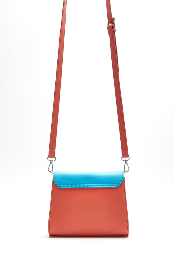 House Of Holland House Of Holland Cross Body Bag In Orange And Blue With A Printed Logo