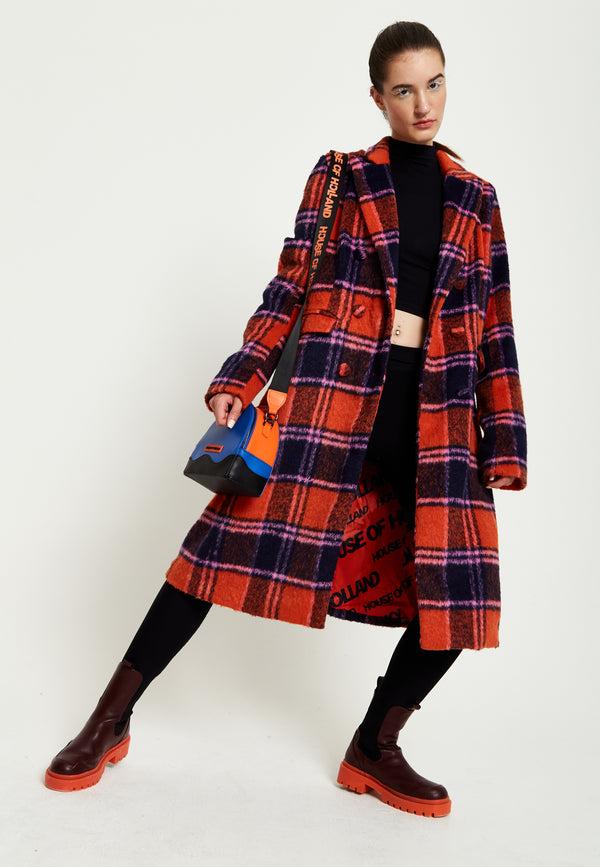 House Of Holland House Of Holland Cross Body Bag In Royal Blue Orange And Black With Printed Logo