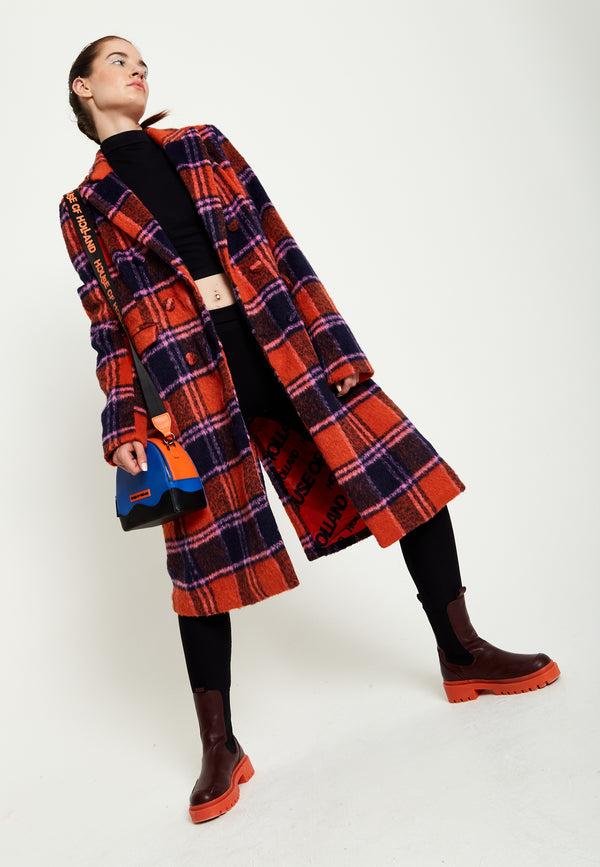 house of holland House Of Holland Cross Body Bag In Royal Blue Orange And Black With Printed Logo