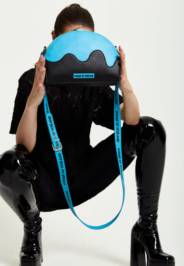 House Of Holland House Of Holland Cross Body Bag In Royal Blue Printed Logo