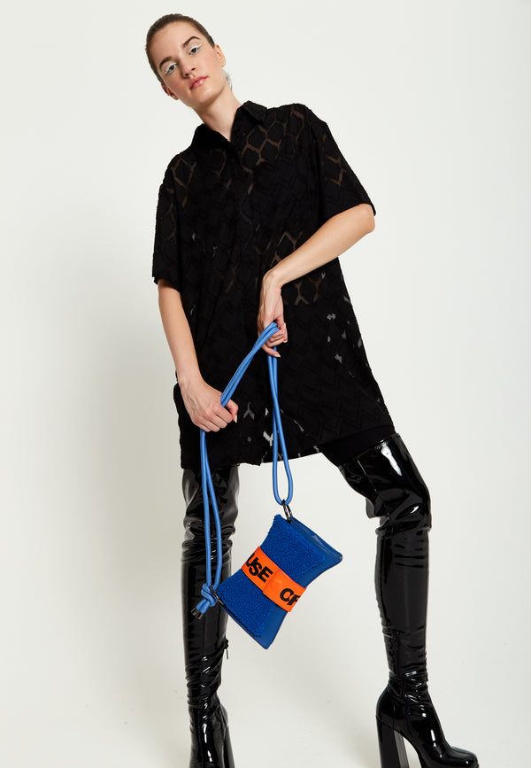 House Of Holland House Of Holland Cross Body Bag In Teddy Dark Blue And Orange