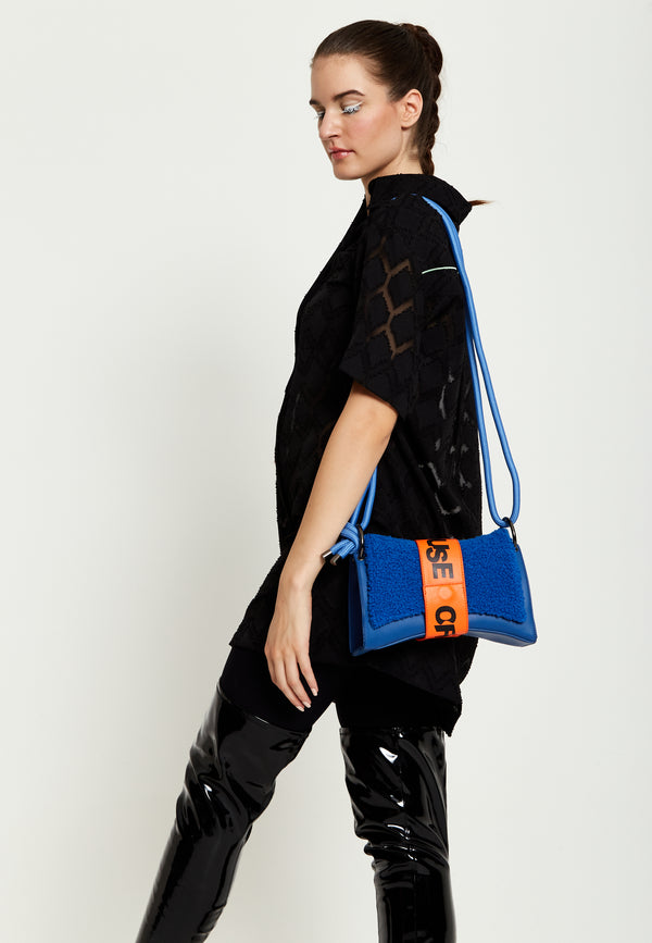 House Of Holland House Of Holland Cross Body Bag In Teddy Dark Blue And Orange