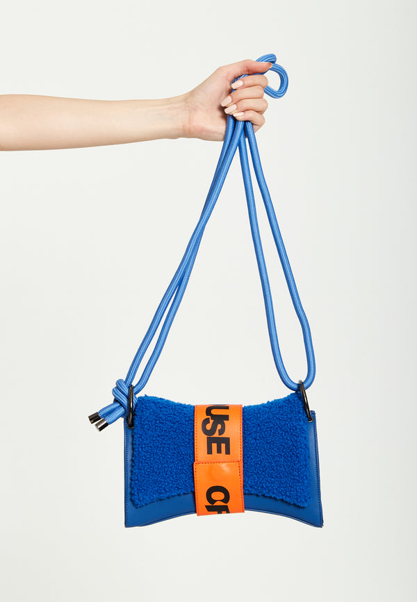 house of holland House Of Holland Cross Body Bag In Teddy Dark Blue And Orange