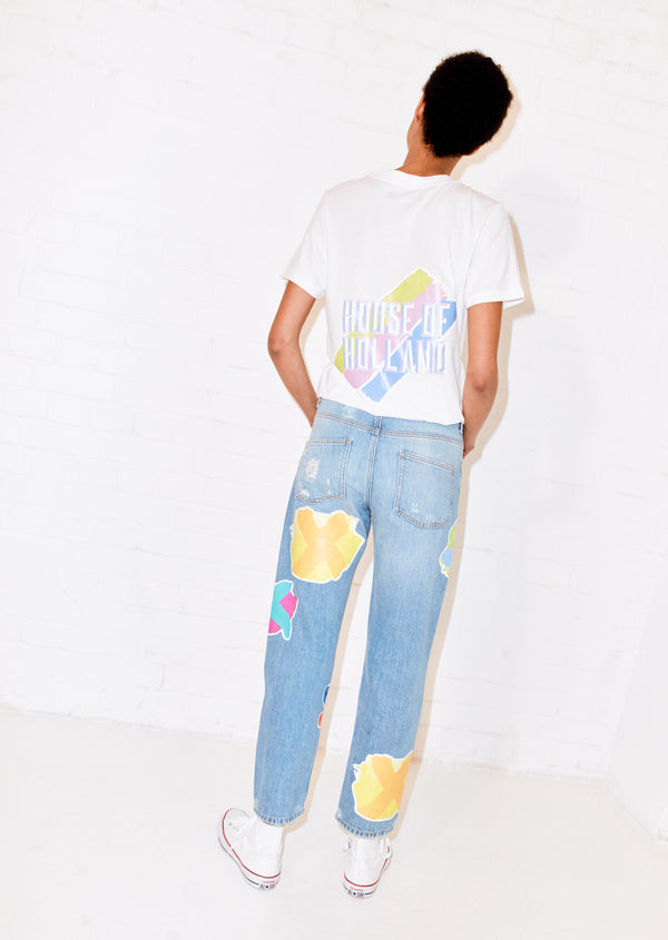 House Of Holland House Of Holland Cross Transfer Print Boyfriend Jean