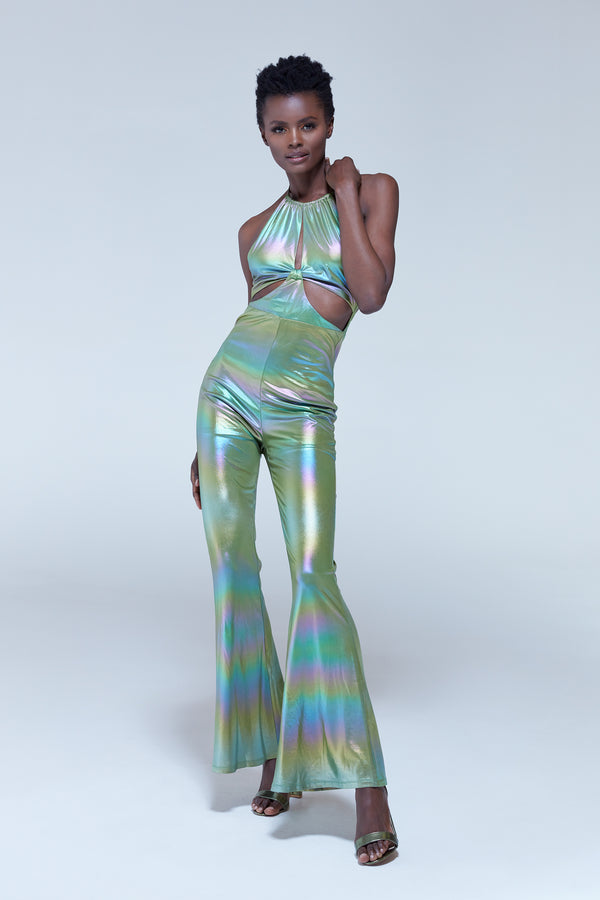 House Of Holland House Of Holland Cut Out Halter-Neck Jumpsuit In Green