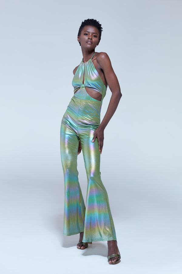 House Of Holland House Of Holland Cut Out Halter-Neck Jumpsuit In Green