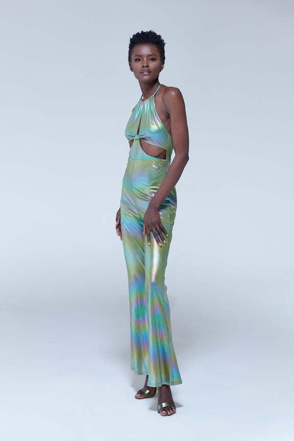 House Of Holland House Of Holland Cut Out Halter-Neck Jumpsuit In Green