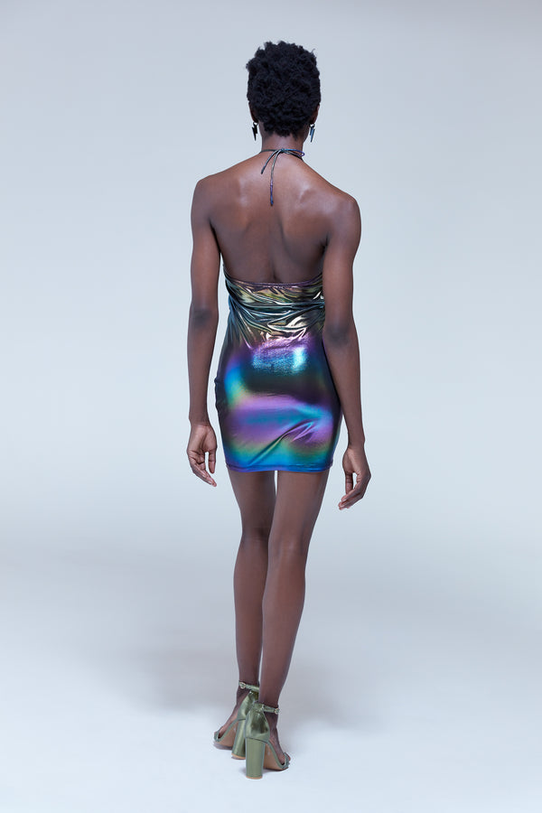 House Of Holland House Of Holland Cut Out Halter-Neck Mini Dress In Multicolour