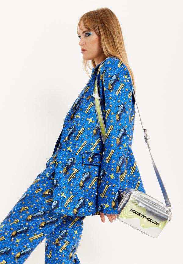 House Of Holland House Of Holland Cyber Wave Silver Metallic Crossbody Bag