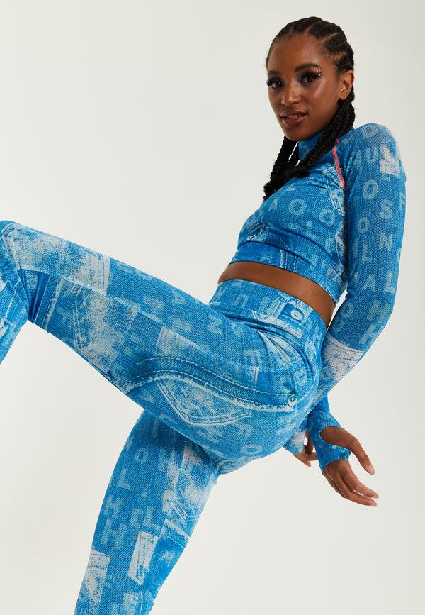 House Of Holland House Of Holland Denim Print High-Neck Top