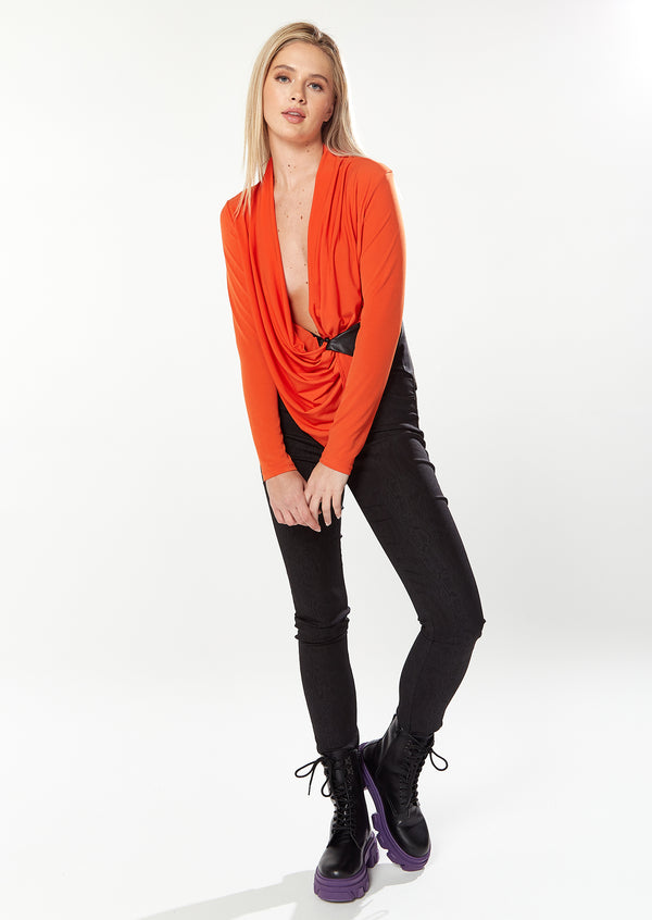 House Of Holland House Of Holland Draped Top In Orange
