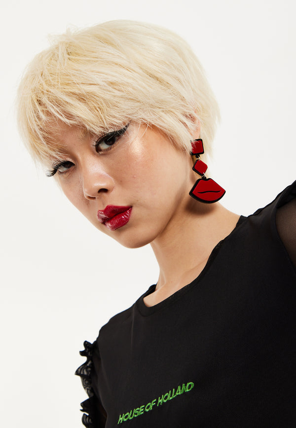 house of holland House of Holland Drop Style Earrings With Plain Lips
