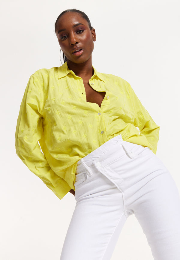 House Of Holland House Of Holland Embroidered Yellow Cotton Shirt