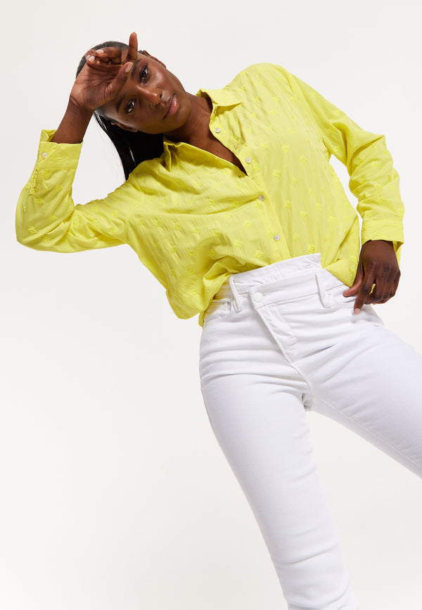 House Of Holland House Of Holland Embroidered Yellow Cotton Shirt