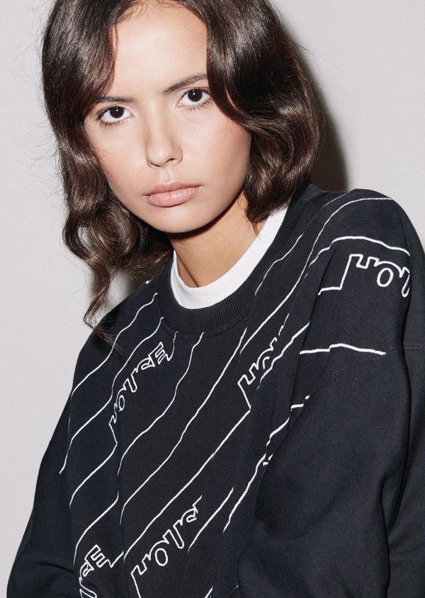 House Of Holland House Of Holland Gathered Sleeve Mono Sweatshirt