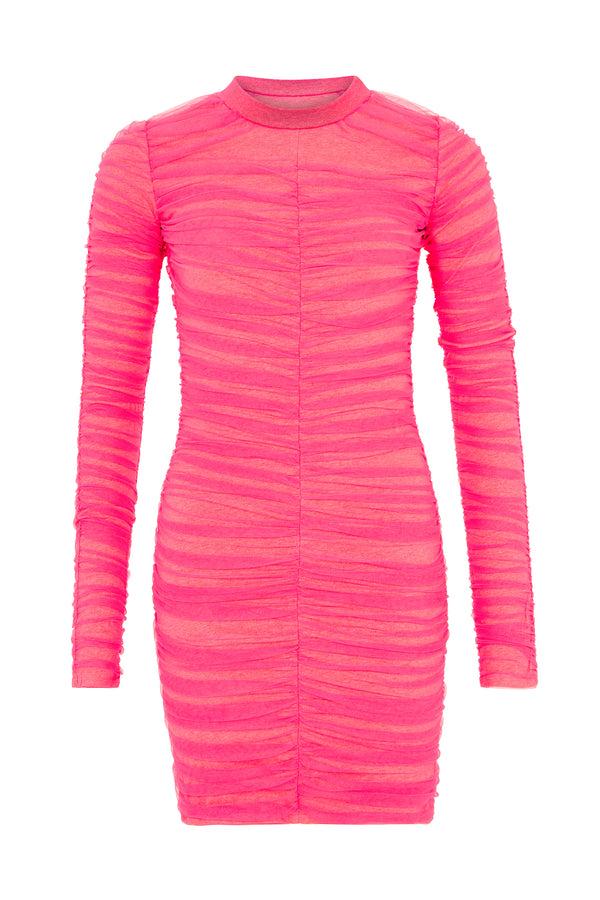 House Of Holland House Of Holland Gathered Tulle Mini Dress (Vivid Pink)