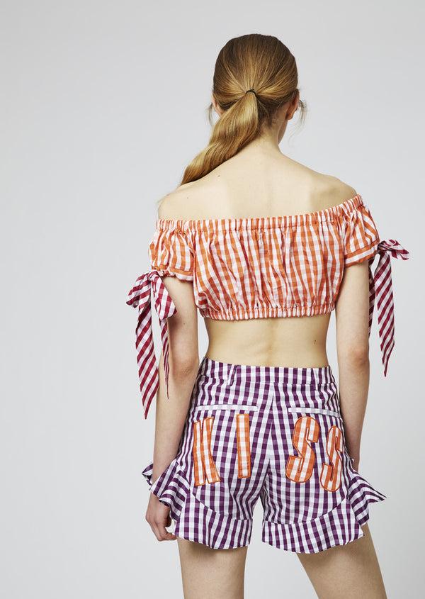 House Of Holland House Of Holland Gingham Cotton Frill Shorts