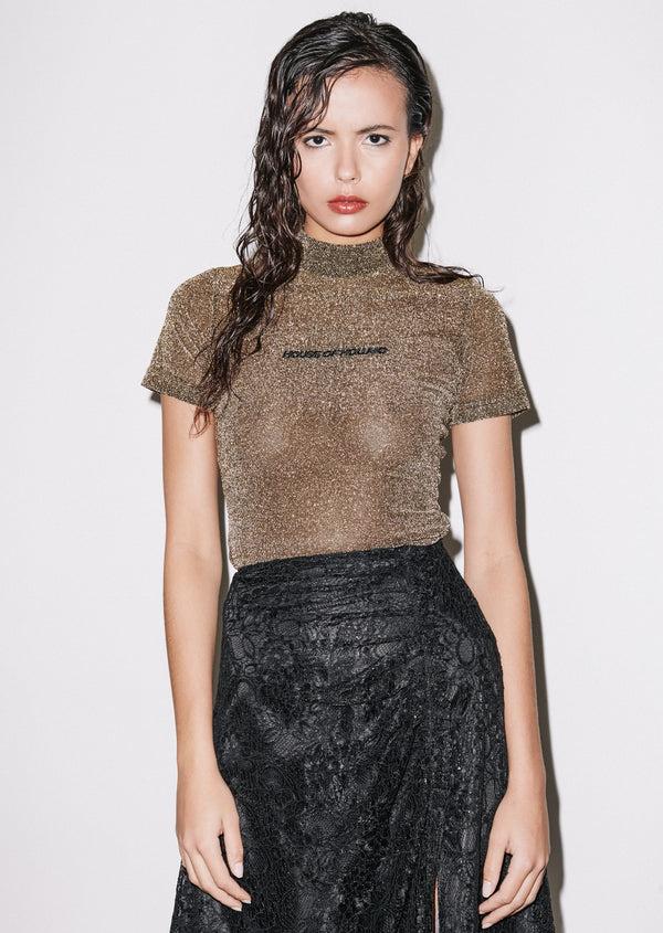 House Of Holland Gold Lurex Tee