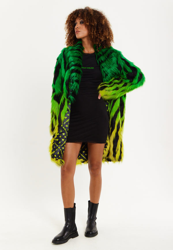 House Of Holland House Of Holland Gradient Zebra Print Faux Fur Coat