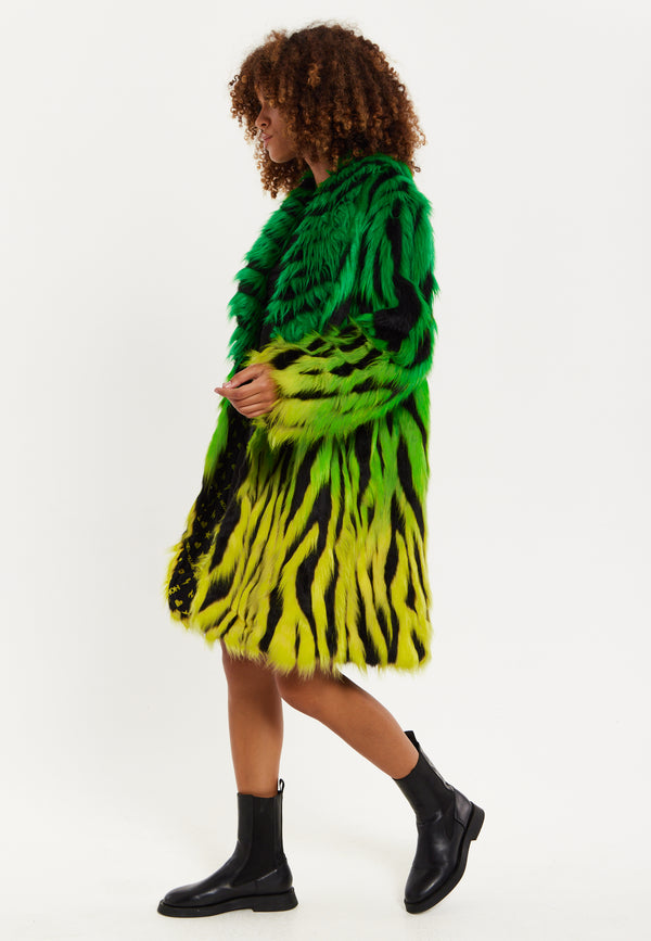 House Of Holland House Of Holland Gradient Zebra Print Faux Fur Coat