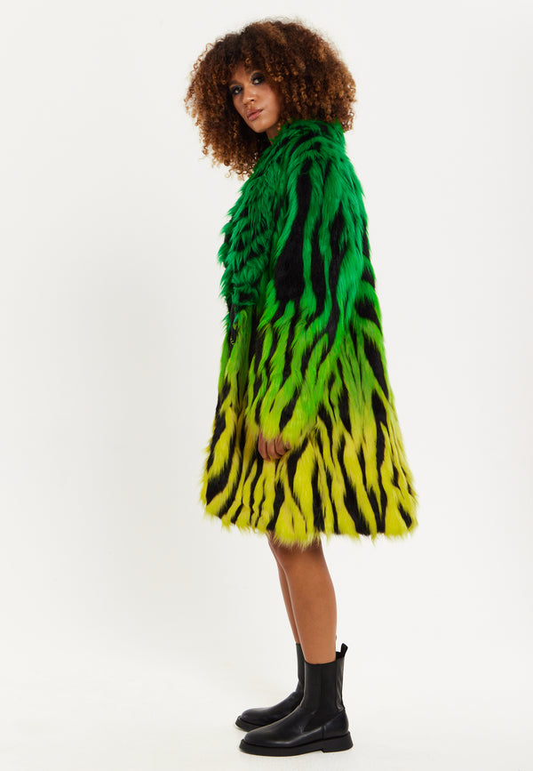 House Of Holland House Of Holland Gradient Zebra Print Faux Fur Coat