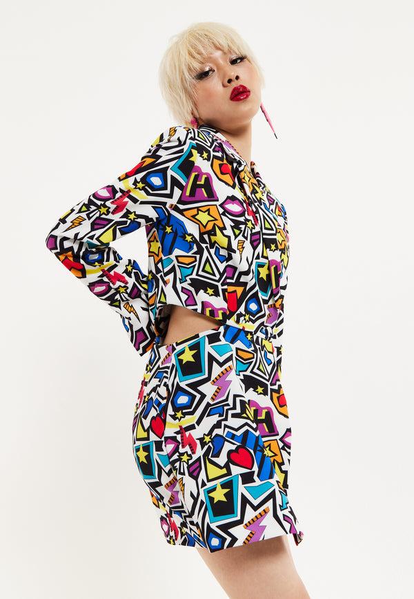 House Of Holland House Of Holland Graphic Pop Art Blazer Playsuit