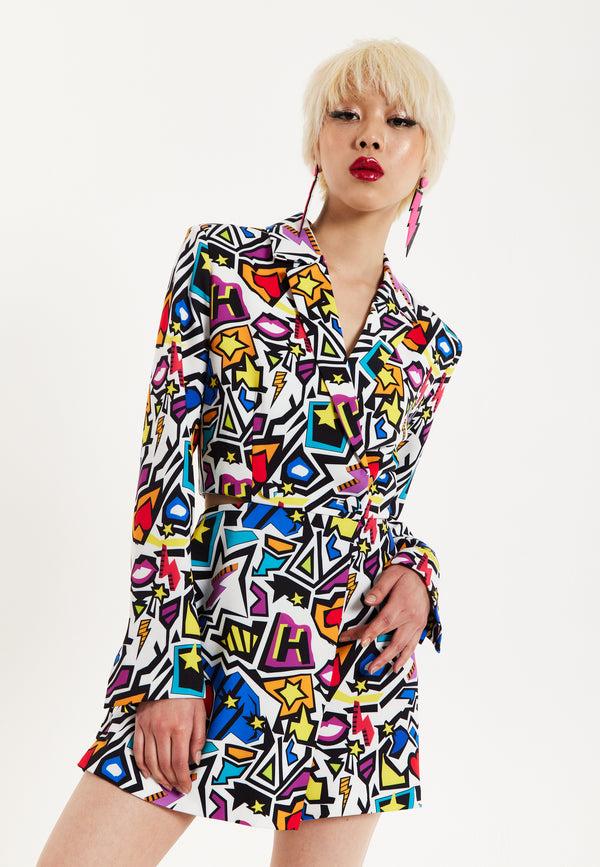 house of holland House Of Holland Graphic Pop Art Blazer Playsuit house of holland House Of Holland Graphic Pop Art Blazer Playsuit