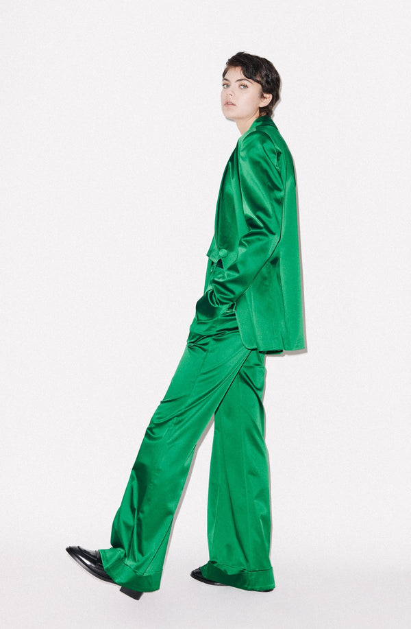 House Of Holland House Of Holland Green Satin Tailored Jacket