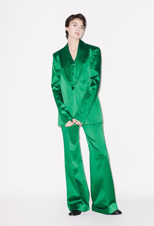 house of holland House of Holland Green Satin Tailored Jacket