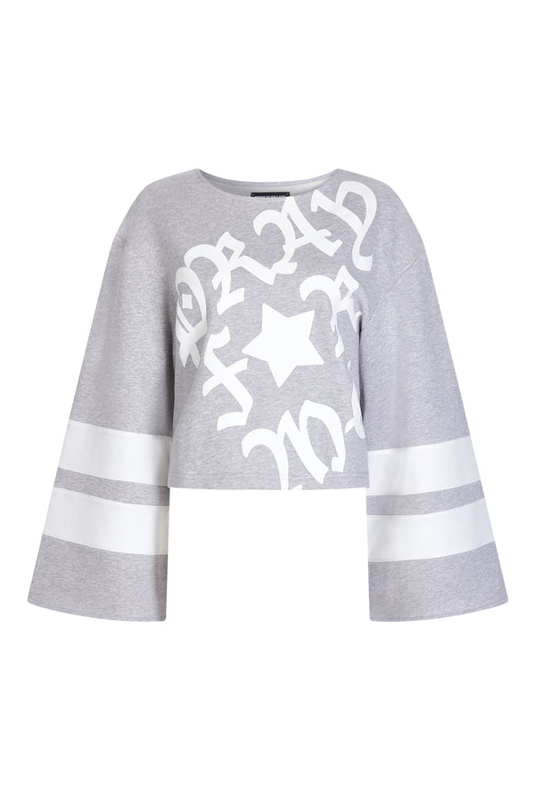 House Of Holland House Of Holland Grey 'Pray For Me' Cropped Sweatshirt