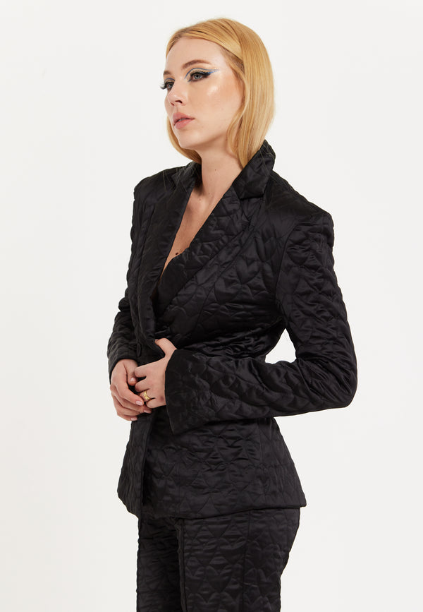 House Of Holland House Of Holland Heart Quilted Blazer In Black