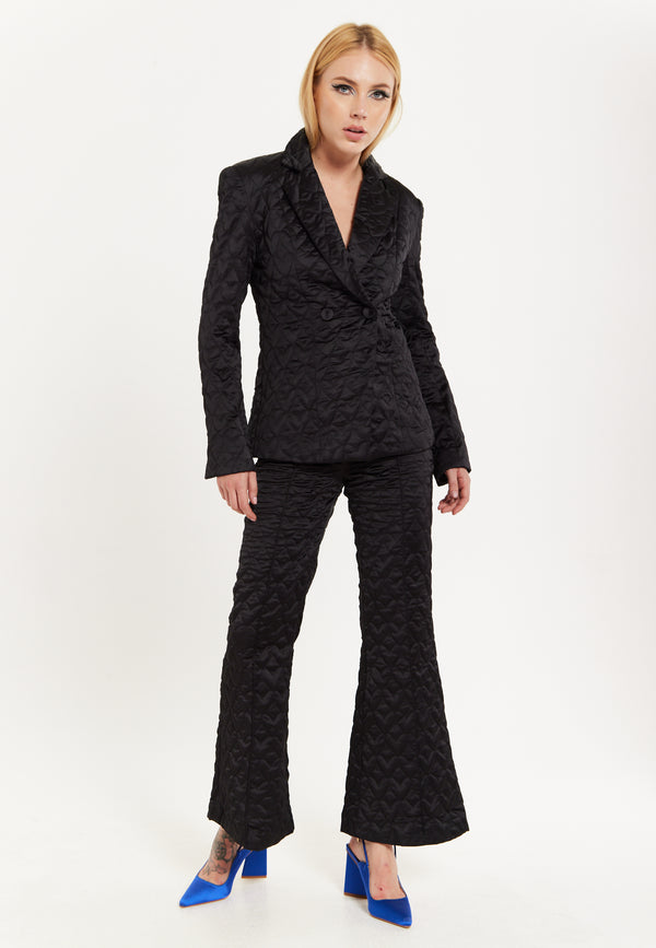 House Of Holland House Of Holland Heart Quilted Trousers In Black