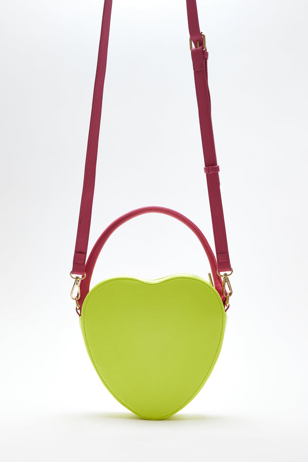 House Of Holland House Of Holland Heart Shape Cross Body Bag In Lime Pink And Rainbow