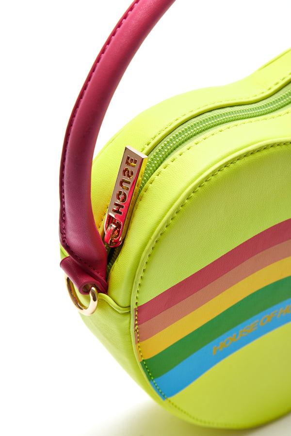 House Of Holland House Of Holland Heart Shape Cross Body Bag In Lime Pink And Rainbow
