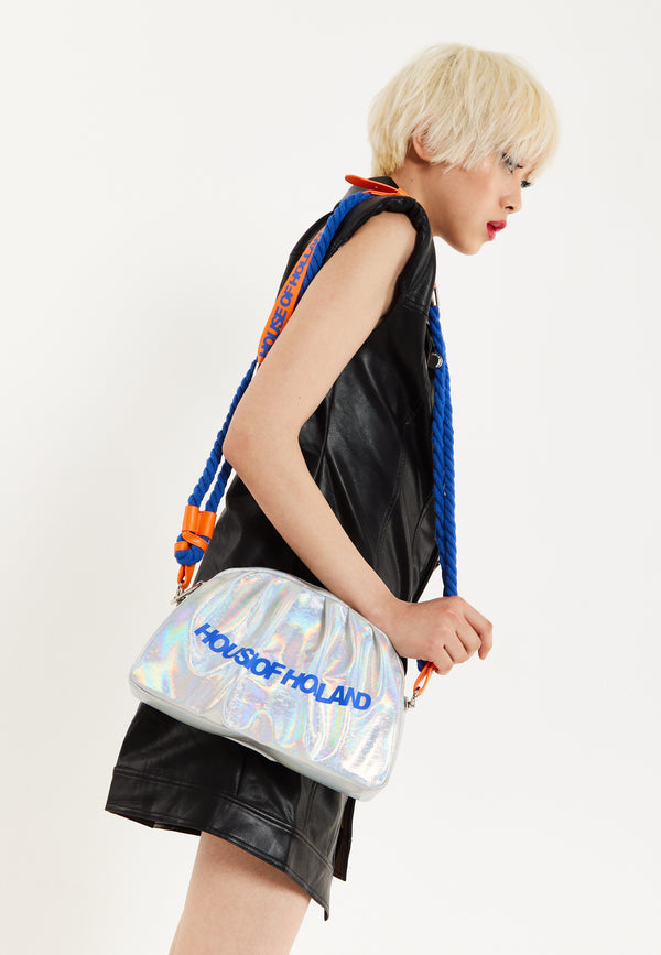 House Of Holland House Of Holland Holographic Shoulder With Bag Blue Rope Strap