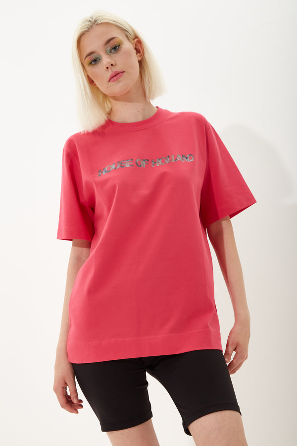 house of holland House of Holland Hot Pink Transfer Printed T-Shirt