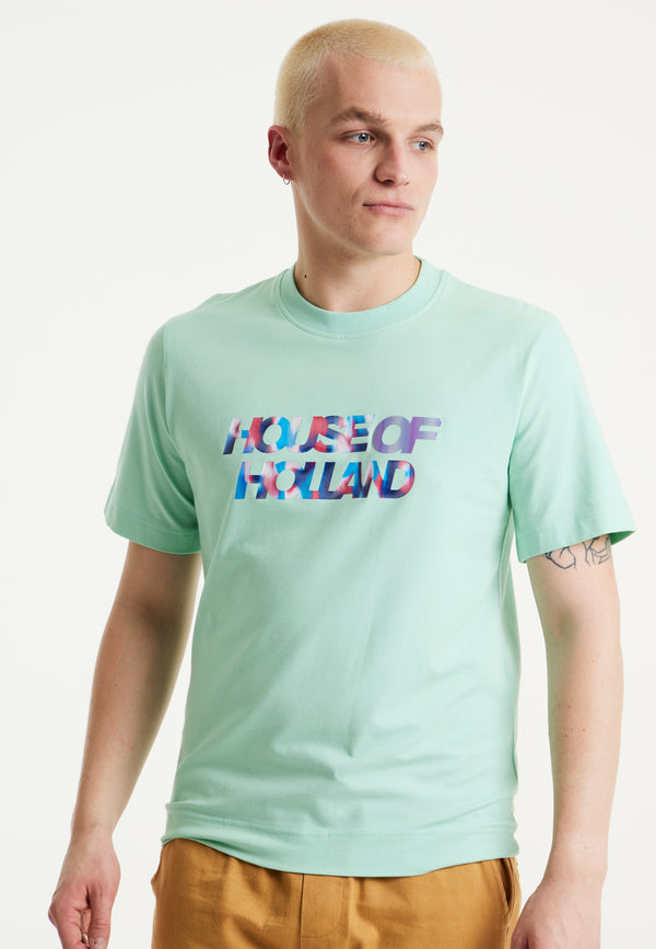 House Of Holland House Of Holland Iridescent Transfer Printed T-Shirt In Egg Blue