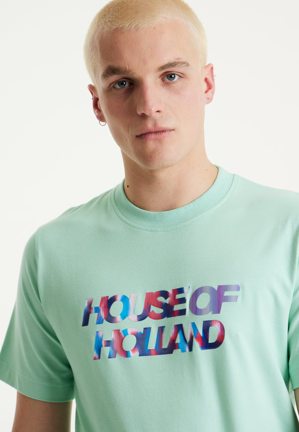House Of Holland House Of Holland Iridescent Transfer Printed T-Shirt In Egg Blue