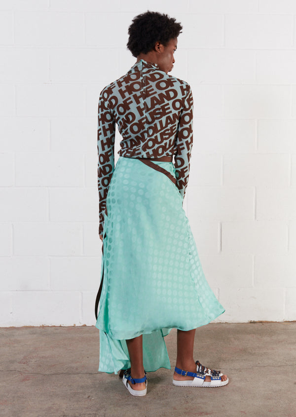 House Of Holland House Of Holland Jacquard Mint Midi Skirt