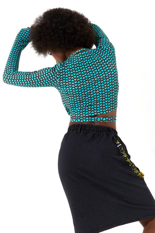 House Of Holland House Of Holland Jersey Skirt In Black With Pockets And Rope Detail