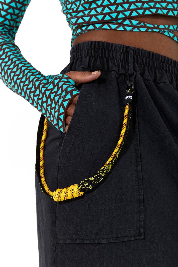 House Of Holland House Of Holland Jersey Skirt In Black With Pockets And Rope Detail