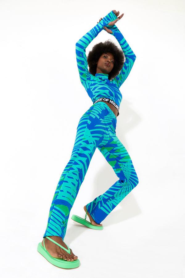 House Of Holland House Of Holland Jersey Trousers With A Tropical Print