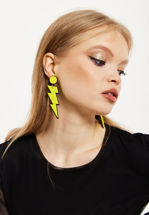 House Of Holland House Of Holland Lightening Bolt Drop Style Earrings In Yellow